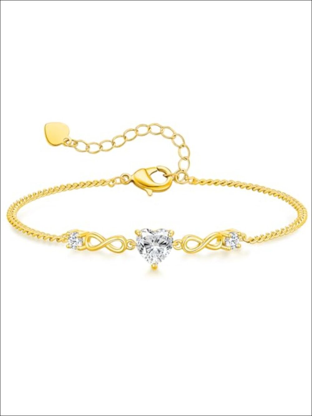 Infinity Love Moissanite Heart Tennis Bracelet 1.5CT D VVS1 18K Gold Plated